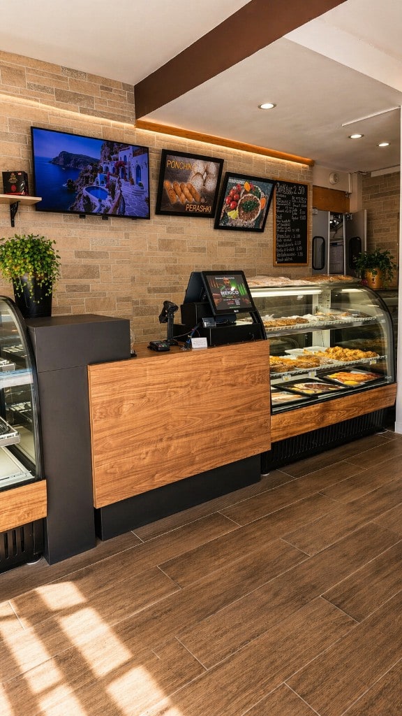 Sam's Armenian Bakery interior — service counter and pastry display cases